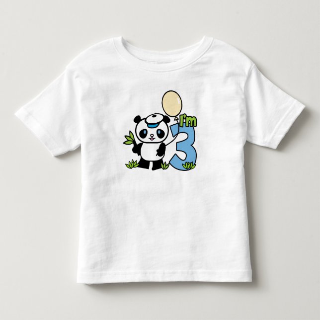 Panda Boy 3rd Birthday Toddler T-Shirt (Front)
