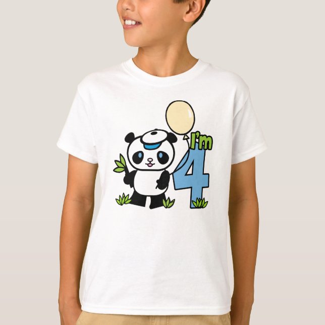 Panda Boy 4th Birthday T-Shirt (Front)