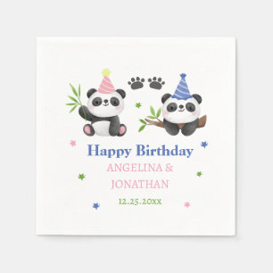 Panda Boy and Girl Joint Birthday Napkin