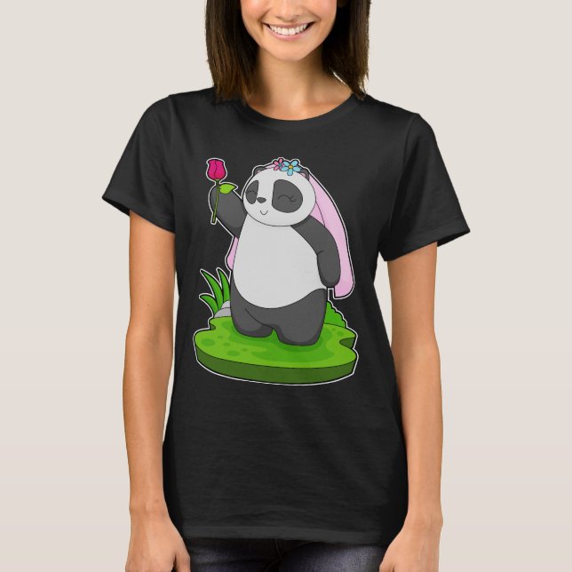 Panda Bride Rose Wedding T-Shirt (Front)