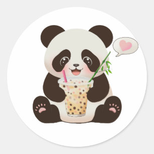 Panda Bubble tea Classic Round Sticker