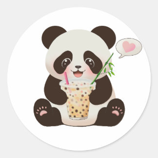 Panda Bubble tea Classic Round Sticker