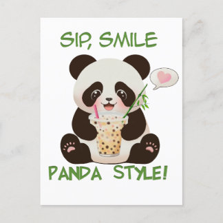 Panda Bubble tea Postcard