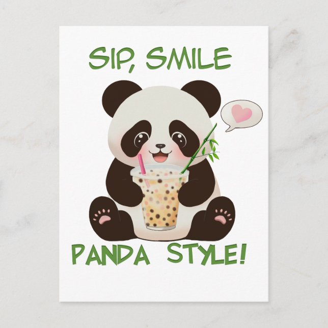 Panda Bubble tea Postcard (Front)
