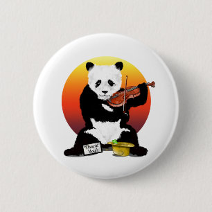 Panda Busking Playing a Violin 6 Cm Round Badge