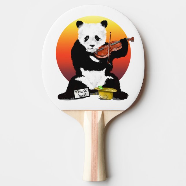 Panda Busking Playing a Violin Ping Pong Paddle (Front)