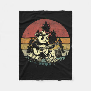 Panda Camping Guitar Rock Panda Playing Guitar Cam Fleece Blanket