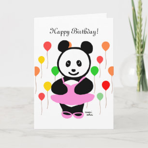 Panda Cartoon and Cupcake Birthday Card