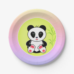 Panda, cartoon, children paper plate
