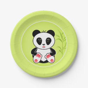 Panda, cartoon, children paper plate