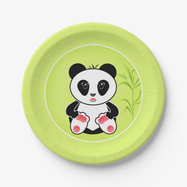 Panda, cartoon, children paper plate (Front)