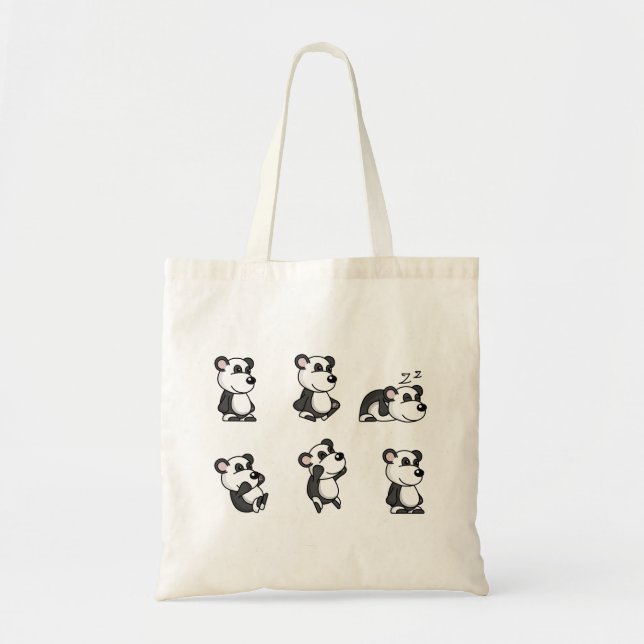 panda, cartoon, cute tote bag (Front)