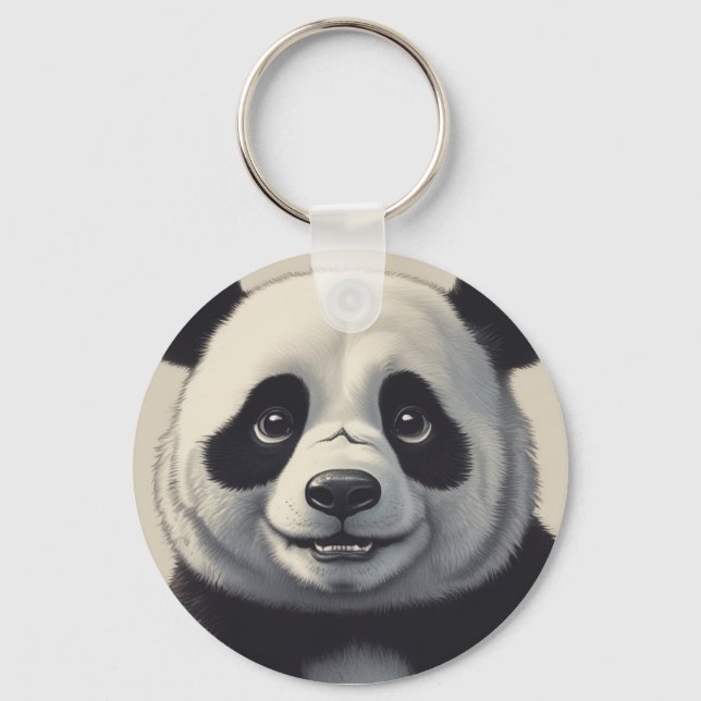 Panda Cartoon Drawing Art Key Ring (Front)