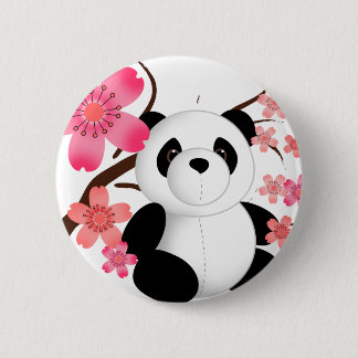 Panda Cherry Blossoms 6 Cm Round Badge