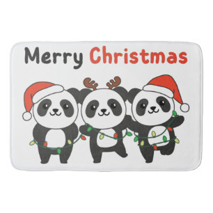 Panda Christmas Animals Pandas Merry Christmas Bath Mat