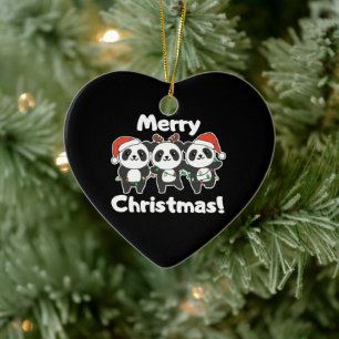 Panda Christmas Animals Pandas Merry Christmas Ceramic Tree Decoration