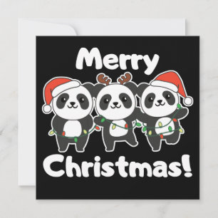 Panda Christmas Animals Pandas Merry Christmas Inv Invitation