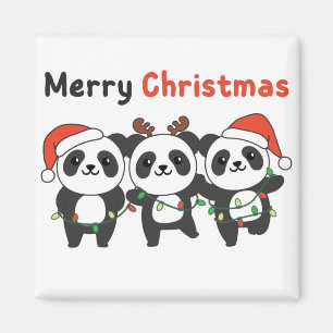 Panda Christmas Animals Pandas Merry Christmas Mag Magnet