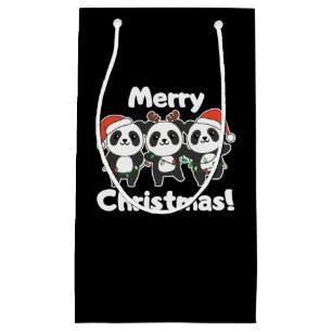 Panda Christmas Animals Pandas Merry Christmas Small Gift Bag