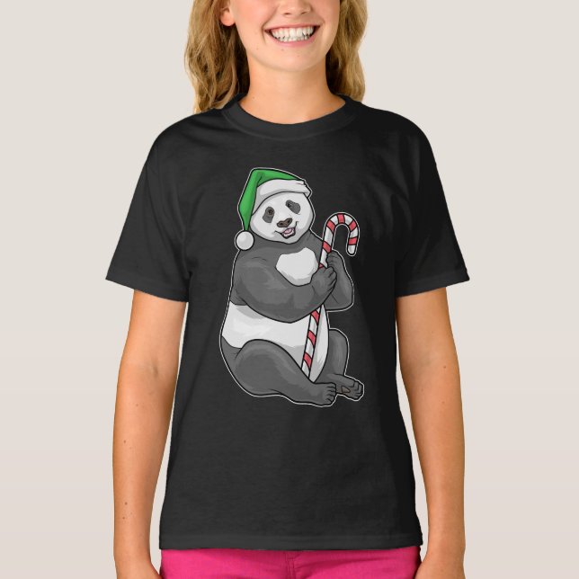 Panda Christmas Candy cane T-Shirt (Front)