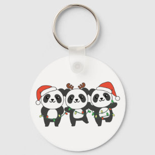 Panda Christmas Christmas Animals Cute Pandas Keyc Key Ring