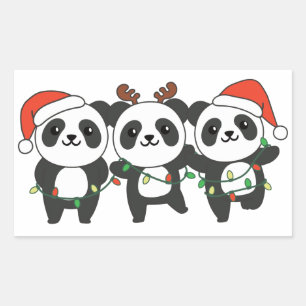 Panda Christmas Christmas Animals Cute Pandas Squa Rectangular Sticker