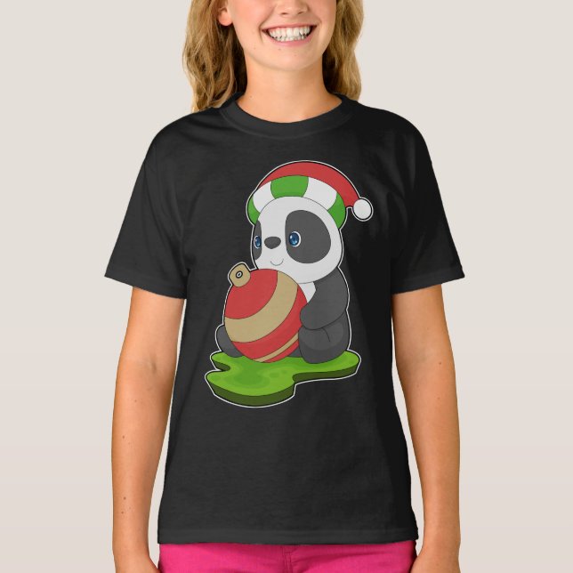 Panda Christmas Christmas bell T-Shirt (Front)