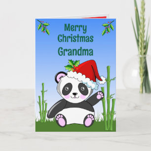 Panda Christmas Folded Greeting Card
