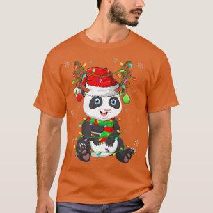 Panda Christmas for Boys Girls Kids Xmas Lights T-Shirt