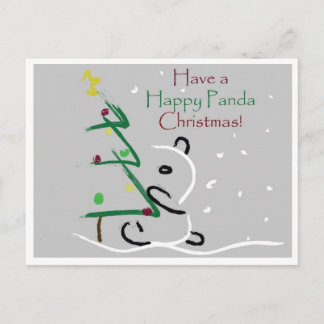 Panda Christmas Holiday Postcard