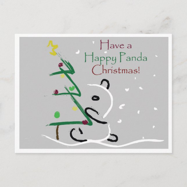 Panda Christmas Holiday Postcard (Front)