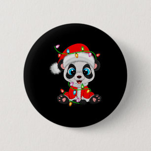 Panda Christmas Lights Santa Costume Cute Animal X 6 Cm Round Badge