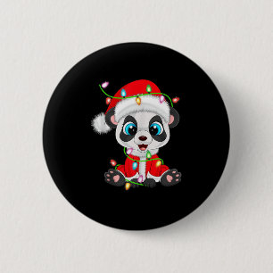 Panda Christmas Lights Santa Costume Cute Animal X 6 Cm Round Badge