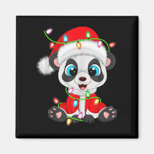 Panda Christmas Lights Santa Costume Cute Animal X Magnet