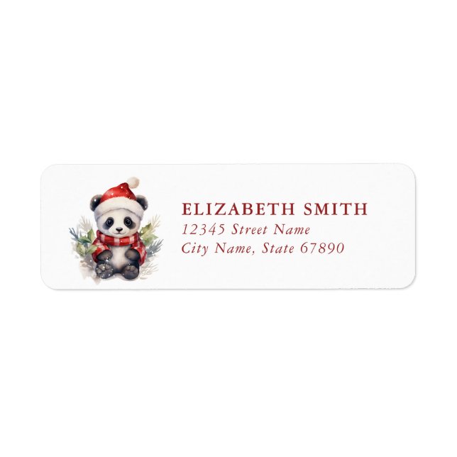 Panda Christmas Return Address Labels (Front)