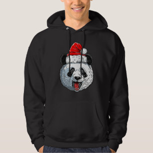 Panda Christmas Santa Hat Funny Xmas Boys Kids Gir Hoodie