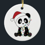 Panda Christmas Snow Winter Animals Pandas Adult C Ceramic Tree Decoration<br><div class="desc">The panda for Christmas with fairy lights. Funny animals with gifts and snow to the holidays. Also funny for Christmas in July. Pandas are sweet animals and perfect for Christmas.</div>