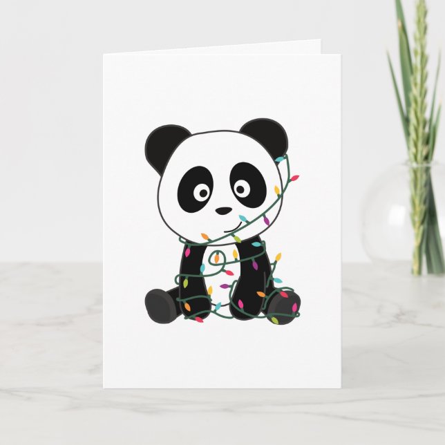Panda Christmas Snow Winter Animals Pandas Adult C Holiday Card (Front)