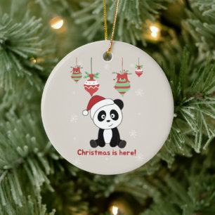 Panda Christmas Snow Winter Animals Pandas Ceramic Tree Decoration