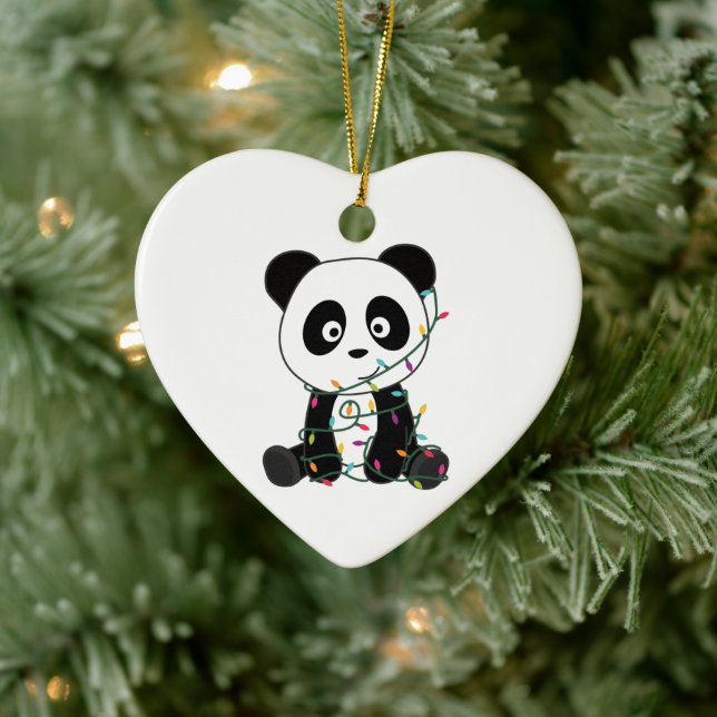 Panda Christmas Snow Winter Animals Pandas Ceramic Tree Decoration (Tree)