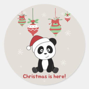 Panda Christmas Snow Winter Animals Pandas Classic Classic Round Sticker