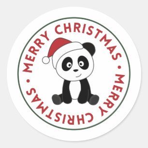 Panda Christmas Snow Winter Animals Pandas Classic Classic Round Sticker