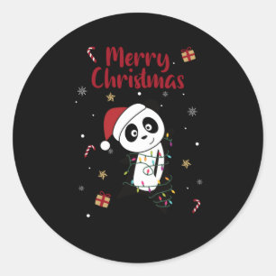 Panda Christmas Snow Winter Animals Pandas Classic Round Sticker