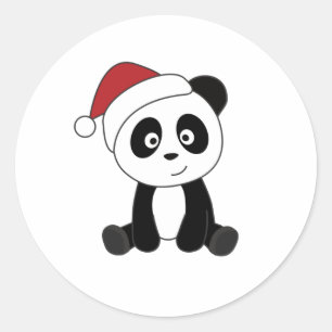 Panda Christmas Snow Winter Animals Pandas Classic Round Sticker