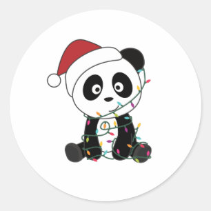 Panda Christmas Snow Winter Animals Pandas Classic Round Sticker