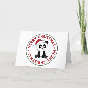 Panda Christmas Snow Winter Animals Pandas Holiday Card