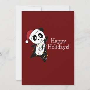 Panda Christmas Snow Winter Animals Pandas Holiday Card