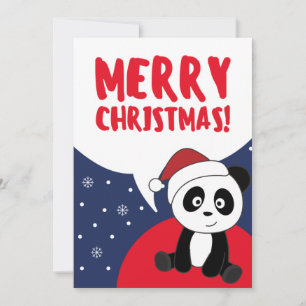 Panda Christmas Snow Winter Animals Pandas Holiday Card