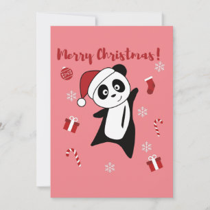 Panda Christmas Snow Winter Animals Pandas Holiday Card