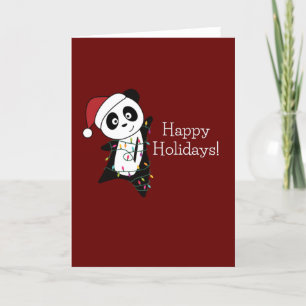 Panda Christmas Snow Winter Animals Pandas Holiday Card